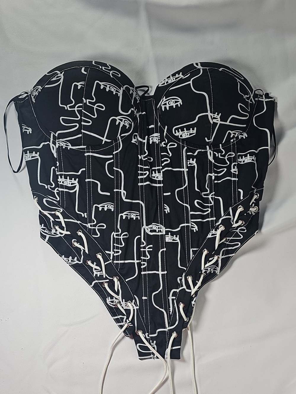 AKIRA Black and White Graphic Bustier One-Piece